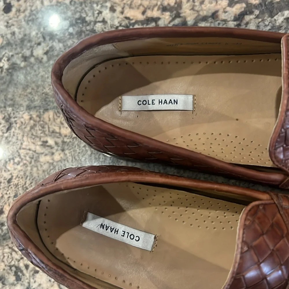 Cole Haan Brown Woven Leather Loafers - Picture 6 of 10